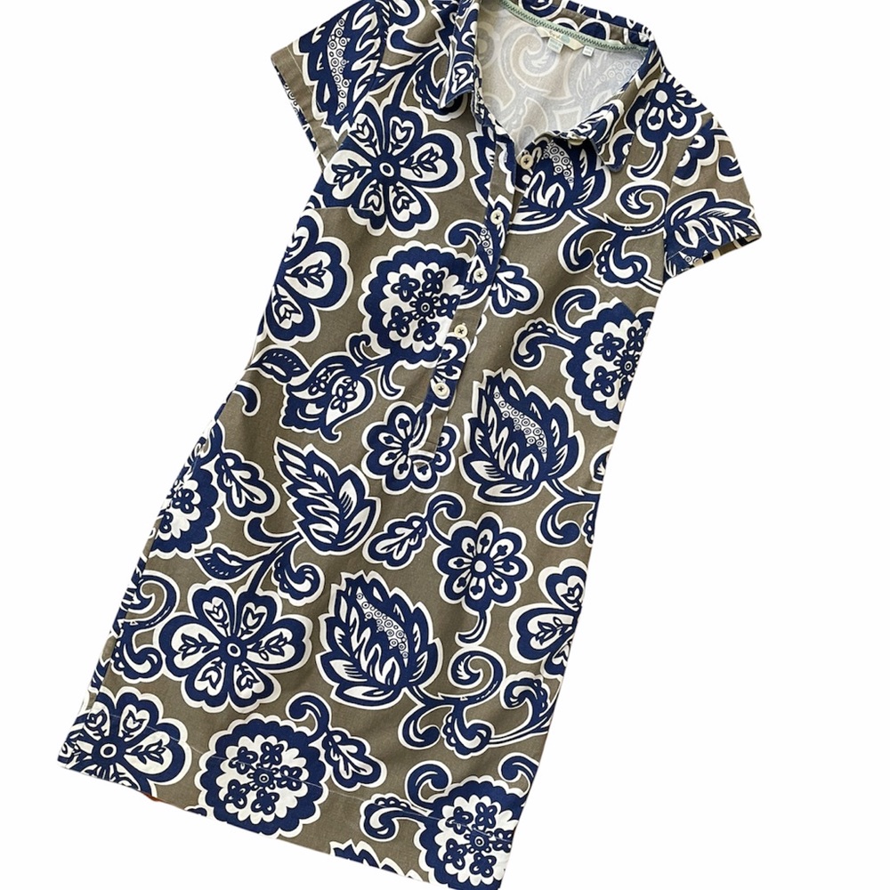 Boden Navy and Olive Floral shirt Dress